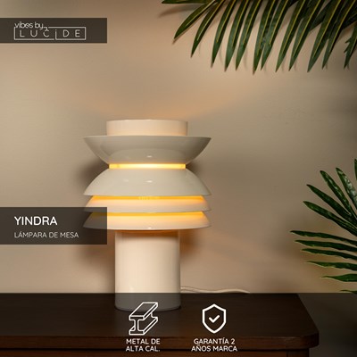 Lucide YINDRA - Lámpara de mesa - Ø 17,5 cm - 1xE27 - Beige | Vibes